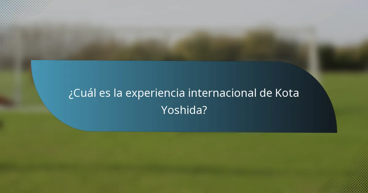 ¿Cuál es la experiencia internacional de Kota Yoshida?