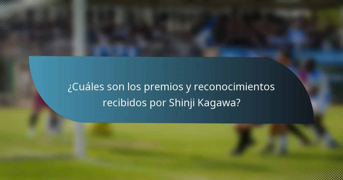 ¿Cuáles son los premios y reconocimientos recibidos por Shinji Kagawa?